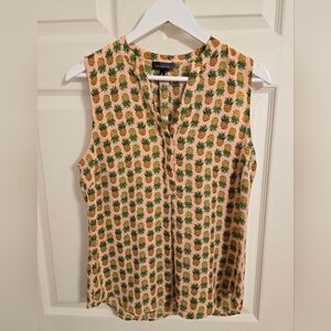 The Limited Pink Pineapple Print Blouse Sleeveless Lightweight Size Medium